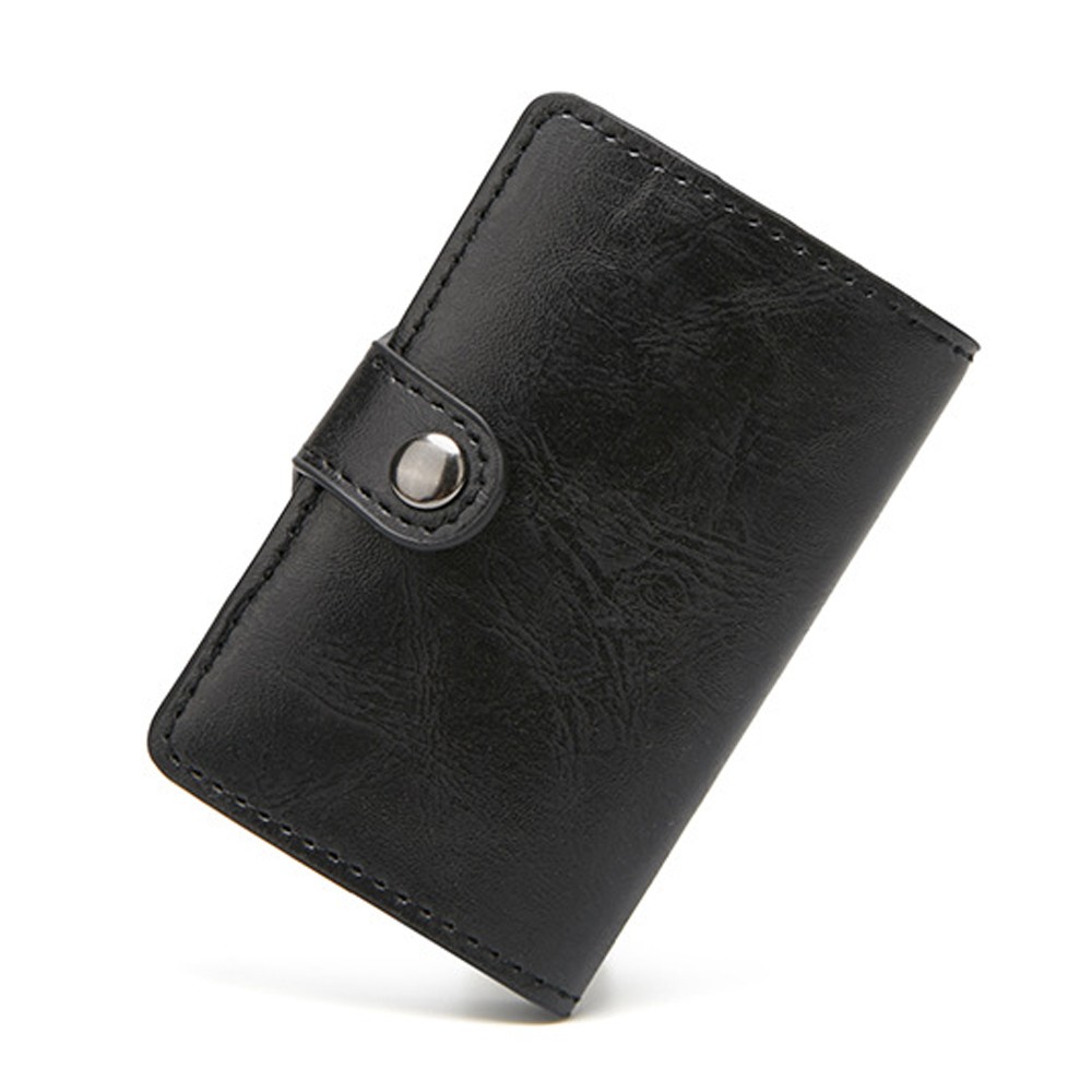 Homme Portefeuille Étui RFID Anti-Scan Porte-Carte Mince en Cuir et Aluminium